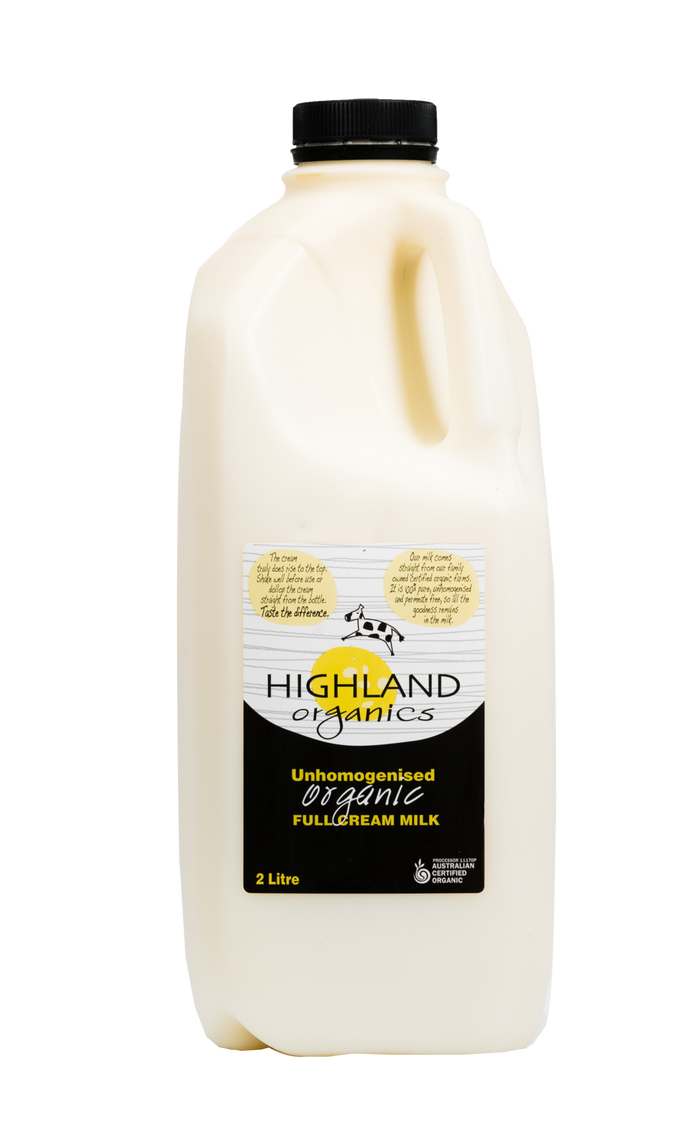 Unhomogenised Organic Fullcream Milk - Milk - Highland Organics - Dairy Goodness